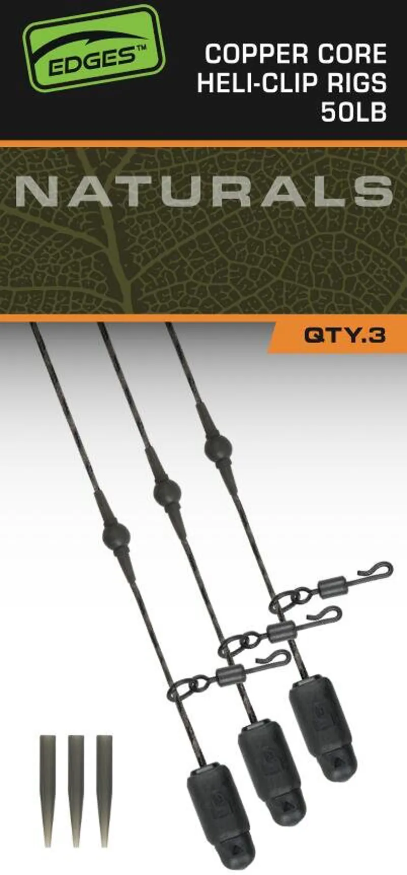 Edges Naturals Heli-Clip Rigs 50lb Copper Core 3pcs-1