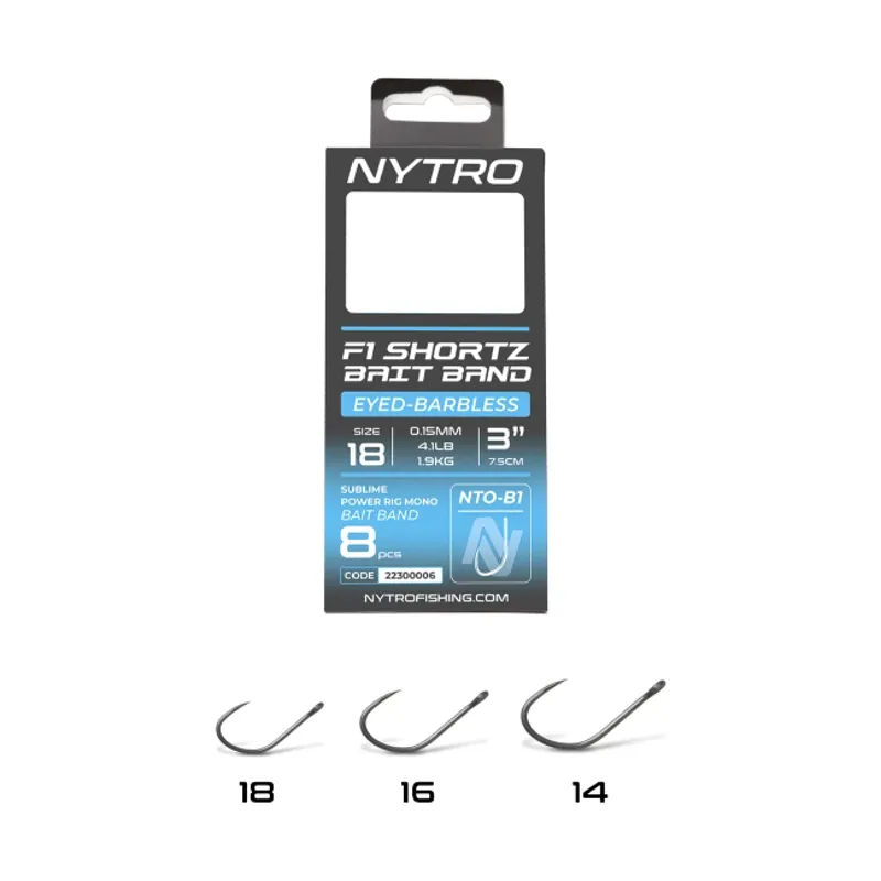 Nytro Barbless F1 Shortz 3 Inch/7.5cm Latex Bait Band